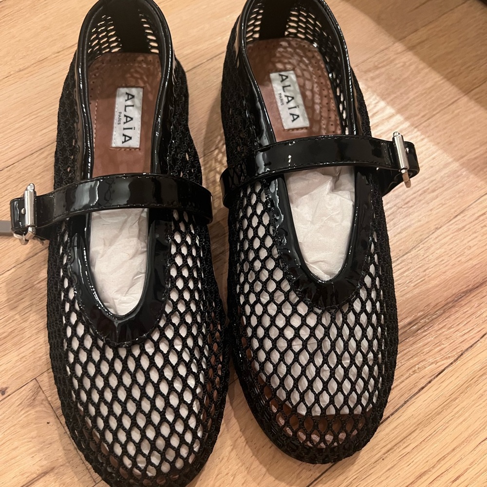 Alaia Ballerina Fishnet Patent Calfskin